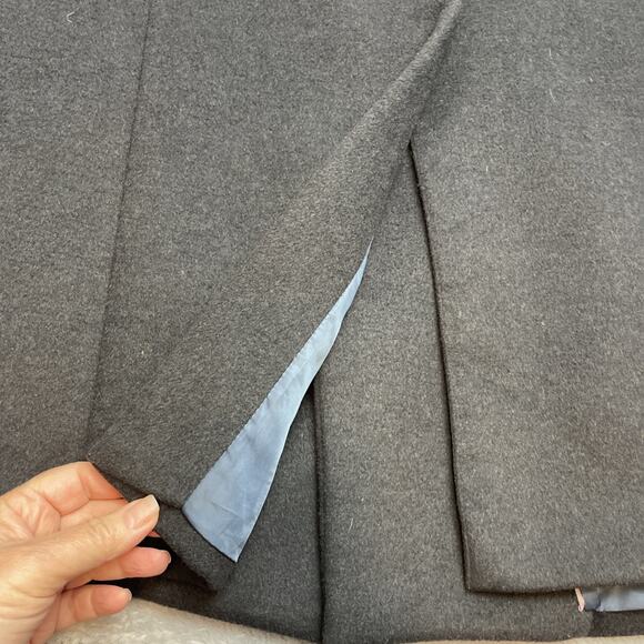 Black STCO Wool Cashmere Coat Overcoat Mens M Charcoal Peak Double Breasted City - Picture 8 of 11